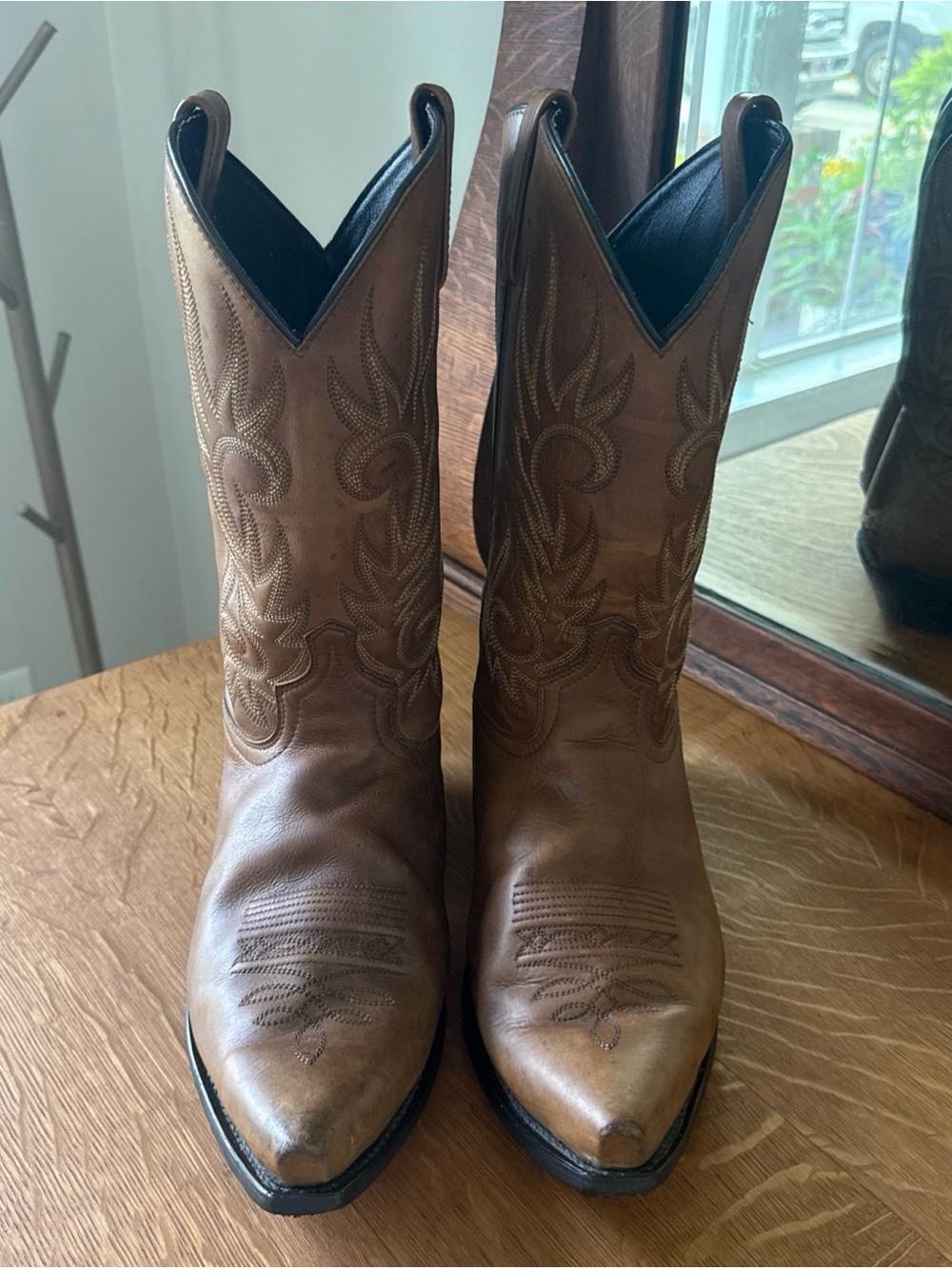 Men’s Laredo Willow Creek Brown Leather Cowboy Boots 11.5 EW Snip Toe